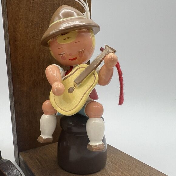 Vtg German Erzgebirge Style Boy Girl Bookends Nursery Rocking Chair Wood - Picture 4 of 7